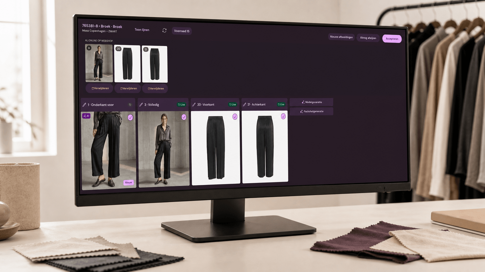 Photopilot-interface in een fashion e-commercestudio